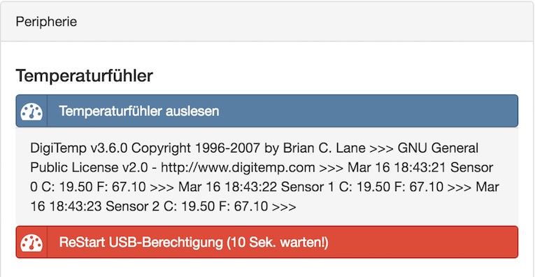 Temperaturfühler erfolgreich ausgelesen