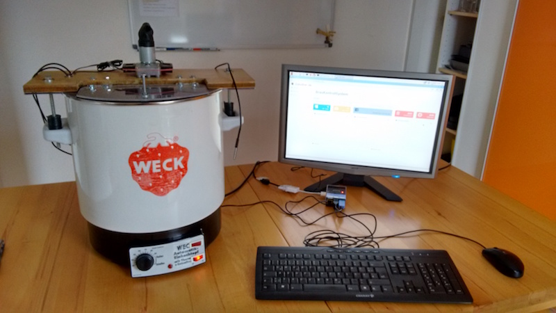 Test mit Einkochtopf im Labor